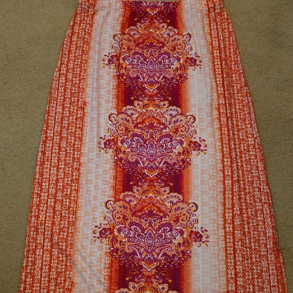 Cato Maxi Orange Pink Patterned Skirt Large - Picture 2 of 5